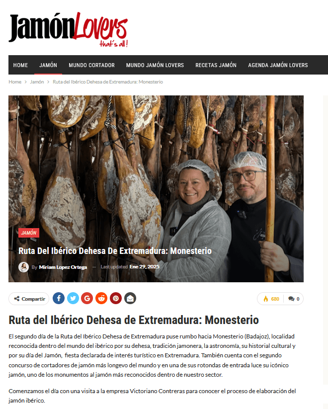 Jamón Lovers nos visita en su Ruta del Ibérico Dehesa de Extremadura