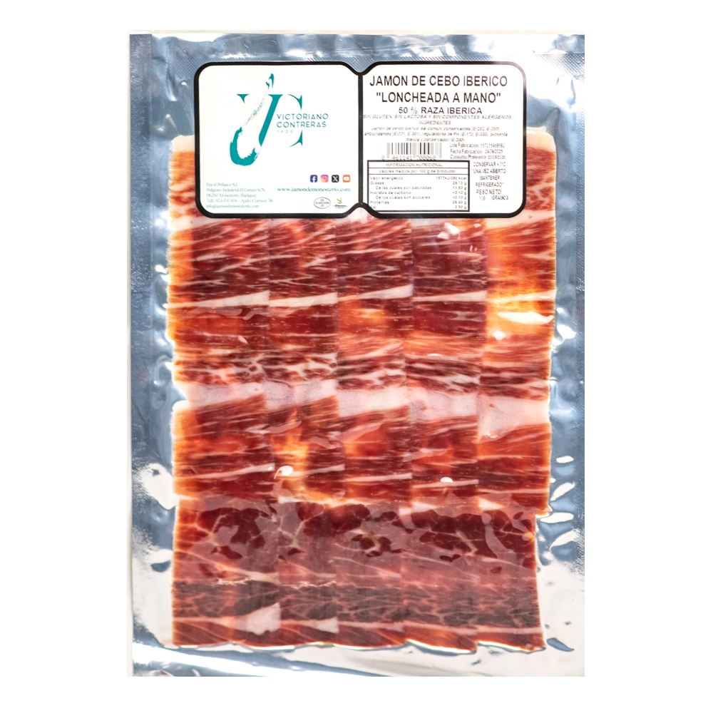 Loncheado de jamón de cebo ibérico 50% raza ibérica Loncheado de jamón de cebo ibérico 50% raza ibérica